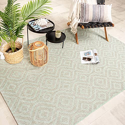 FRAAI | Home & Living In- & Outdoor Teppich - Summer Retro Mint 80x150cm - Wetterfest - Synthetik, Polypropylen - Flachgewebe - Balkon, Garten - Terrasse - Carpet von FRAAI | Home & Living