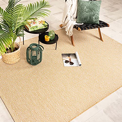 FRAAI | Home & Living In- & Outdoor Teppich - Summer Tile Gelb 80x150cm - Wetterfest - Synthetik, Polypropylen - - Balkon, Garten - Terrasse - Carpet von FRAAI | Home & Living