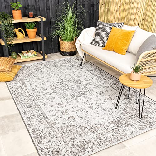 FRAAI | Home & Living In- & Outdoor Teppich Vintage - Victoria Oriental Grau 160x230cm - Wetterfest - Synthetik, Polypropylen - Flachgewebe - Wohnzimmer, Balkon, Garten - Terrasse - Carpet von FRAAI | Home & Living