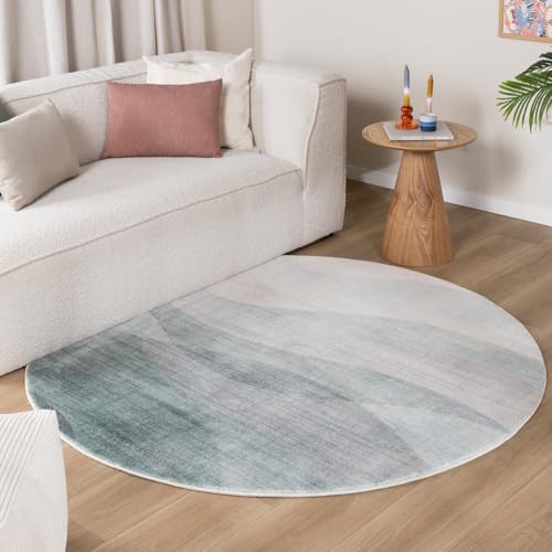 FRAAI | Home & Living Moderner Teppich Rund - Field Grün - Kurzflor - Modern - Wohnzimmer, Schlafzimmer - Carpet von FRAAI | Home & Living