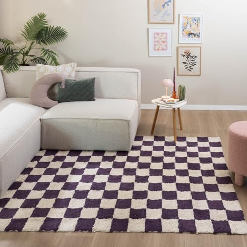 FRAAI Retro Teppich - Gambit Violett Weiß 120x170cm - Blöcke - Wohnzimmer, Kinderzimmer, Schlafzimmer - Fellteppich - Rug FRAAI Retro Teppich - Gambit Violett Weiß 120x170cm - Blöcke - Wohnzimmer, Kinderzimmer, Schlafzimmer - Fellteppich - Rug von FRAAI | Home & Living
