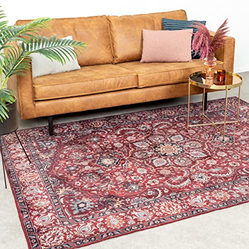 FRAAI | Home & Living Teppich Vintage - Imagine Medaillon Rot 140x200cm - Baumwolle, Synthetik, Polyester - Flachgewebe - Vintage, Symmetrische - Klassik, Industrielle, Orientalisch - Wohnzimmer, von FRAAI | Home & Living