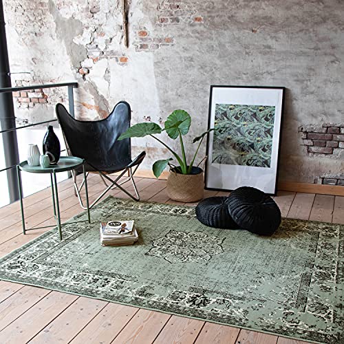 FRAAI | Home & Living Teppich Vintage - Wonder Grün Schwarz 70x140cm - Synthetik, Polypropylen - Kurzflor - Antik, Vintage - Klassik, Orientalisch - Wohnzimmer, Esszimmer, Schlafzimmer - Carpet von FRAAI | Home & Living