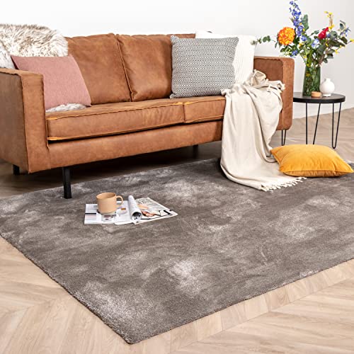 FRAAI | Home & Living Waschbarer Viskose Teppich - Vive Taupe 120x170cm - Synthetik, Polypropylen - Kurzflor - Einfarbig - waschbar in Waschmaschine - Modern - Wohnzimmer, Esszimmer, Schlafzimmer - von FRAAI | Home & Living