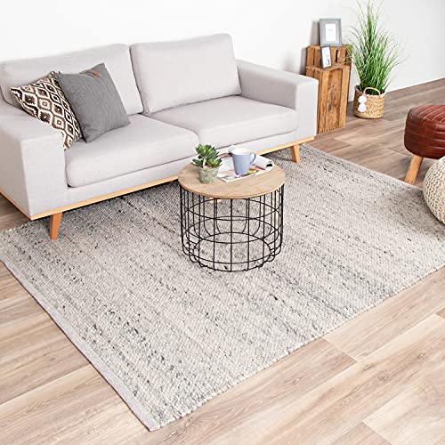 FRAAI | Home & Living Wollteppich - Feline Grau Meliert 200x290cm - Wolle - Flachgewebe - Meliert, Einfarbig - Klassik, Ländlich, Modern, Skandinavisch - Wohnzimmer, Esszimmer, Schlafzimmer - Carpet von FRAAI | Home & Living