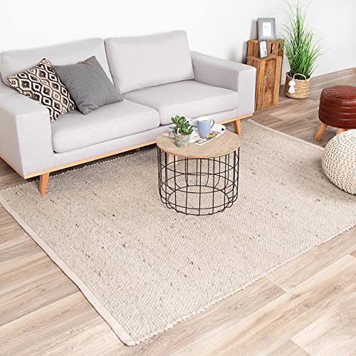 FRAAI | Home & Living Wollteppich - Feline Weiß Meliert 160x230cm - Wolle - Flachgewebe - Meliert, Einfarbig - Klassik, Ländlich, Modern, Skandinavisch - Wohnzimmer, Esszimmer, Schlafzimmer - Carpet von FRAAI | Home & Living