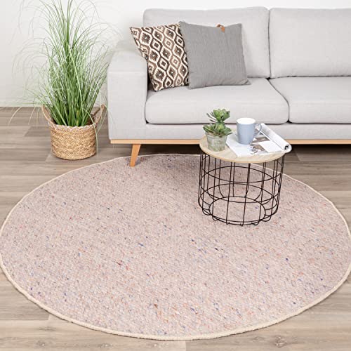 FRAAI | Home & Living Wollteppich Rund - Feline Pastell Ø 140cm - Wolle - Flachgewebe - Meliert, Einfarbig - Klassik, Ländlich, Modern, Skandinavisch - Wohnzimmer, Esszimmer, Schlafzimmer - Carpet von FRAAI | Home & Living