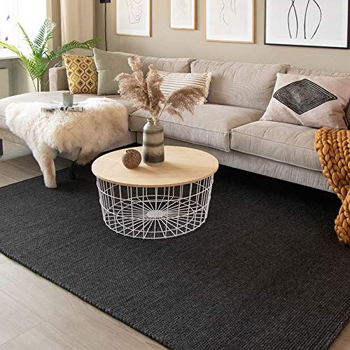 FRAAI | Home & Living Wollteppich - Wise Anthrazit 614 70x140cm - Wolle - Flachgewebe - Einfarbig - Ländlich, Skandinavisch - Wohnzimmer, Esszimmer, Schlafzimmer - Carpet von FRAAI | Home & Living