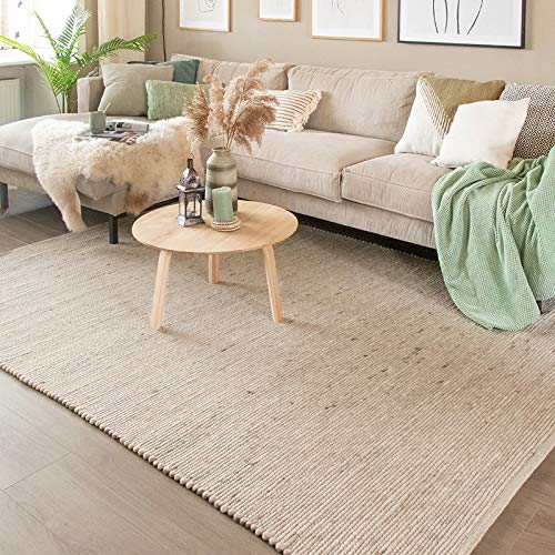 FRAAI | Home & Living Wollteppich - Wise Weiß Natur 607 140x200cm - Wolle - Flachgewebe - Einfarbig - Ländlich, Skandinavisch - Wohnzimmer, Esszimmer, Schlafzimmer - Carpet von FRAAI | Home & Living