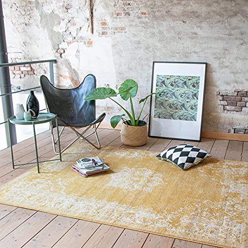 FRAAI | Home & Living Teppich Vintage - Wonder Gelb 70x140cm - Synthetik, Polypropylen - Kurzflor - Antik, Vintage - Klassik, Orientalisch - Wohnzimmer, Esszimmer, Schlafzimmer - Carpet von FRAAI | Home & Living