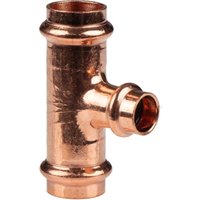 Kupfer Pressfitting T-Stück Mittelgang reduziert 22 x 15 x 22 mm V+M-Kontur dvgw von FRABO