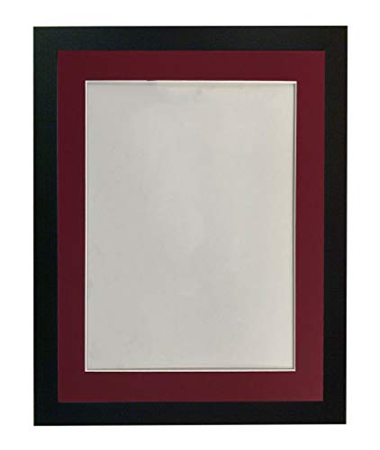 Bilderrahmen schwarz mit rotem Passepartout 14x11 Zoll Bildgröße A4 MDF7 von FRAMES BY POST