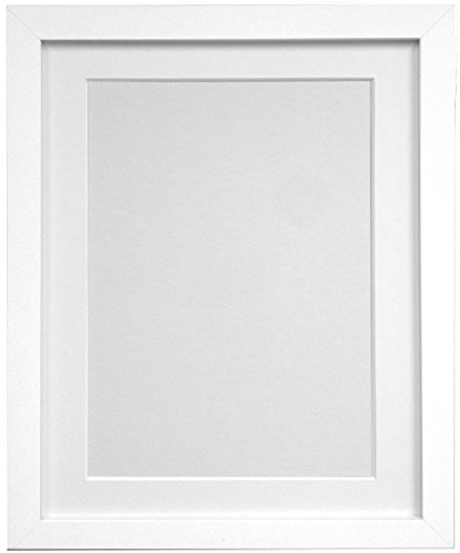 FRAMES BY POST, Holz, 25 mm weißer Rahmen mit weißem Passepartout, 50 x 40cm for Pic Size 40 x 30cm (Plastic Glass) von FRAMES BY POST