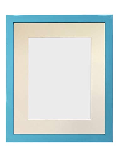 FRAMES BY POST 0.75 Inch Blue Picture Photo Frame With Ivory Mount 12 x 12 Image Size 10 x 10 Inch Plastic Glass von FRAMES BY POST
