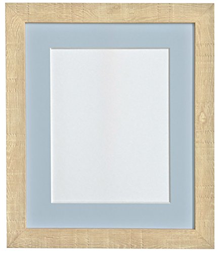 Frames by Post 20 x 16 cm Tiefe, Körnung Bilderrahmen mit Passepartout, Grau/Blau aus Kunststoff und Glas, für Bilder im A3-Format, Hellbraun von FRAMES BY POST