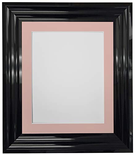 FRAMES BY POST Firenza Bilderrahmen, Hochglanz, Kunststoffglas, mit pinkem Passepartout, 76,2 x 61 cm, für Bildgröße 61 x 45,7 cm, Schwarz von FRAMES BY POST