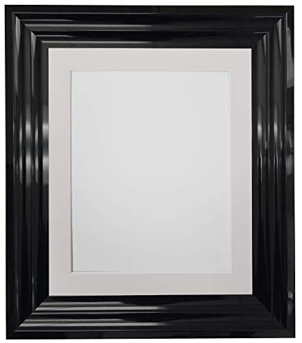 FRAMES BY POST Firenza Bilderrahmen, Kunststoff, Glas mit elfenbeinfarbenem Passepartout, 30 x 40 cm, Schwarz von FRAMES BY POST