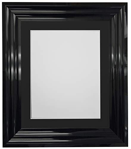 FRAMES BY POST Firenza Bilderrahmen, Hochglanz, Kunststoff, Glas, mit schwarzem Passepartout, 40 x 50 cm, A3, Schwarz von FRAMES BY POST