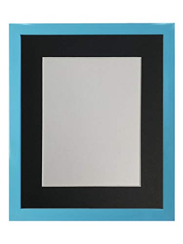 FRAMES BY POST Bilderrahmen Passepartout, 40 x 30 cm, Kunststoff, Glas, 1,9 cm, Blau, Schwarze Halterung, Image Size 12 x 10 Inch von FRAMES BY POST