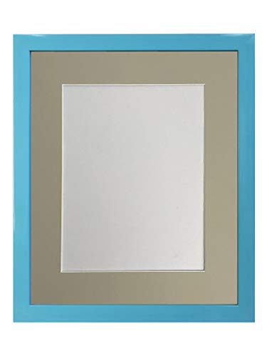 FRAMES BY POST Bilderrahmen Passepartout, 45 x 30 cm, Bildgröße 35,6 x 20,3 cm, Blau, MDF Kunststoff Glas, Hellgraue Halterung, Grey Moun von FRAMES BY POST