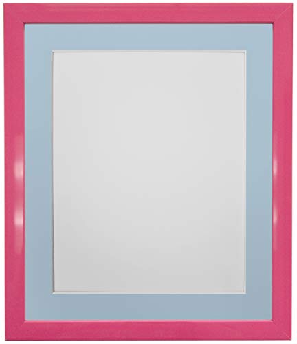 FRAMES BY POST Bilderrahmen Passepartout 50 x 40 cm, Bildgröße A3, Kunststoff, Glas, 1,9 cm, Rosa, Blaue Halterung, Image Size Plastic von FRAMES BY POST