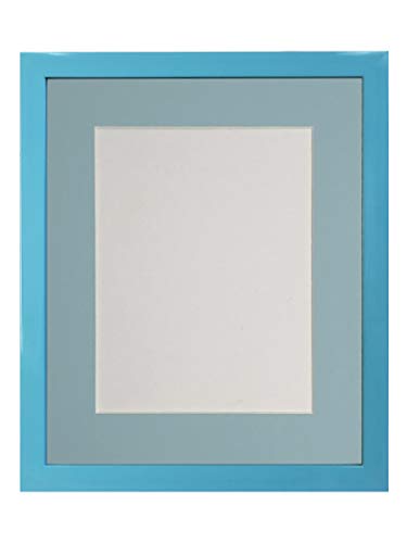 FRAMES BY POST Bilderrahmen mit blauem Passepartout, Kunststoff, A4, Bildgröße 25,4 x 15,2 cm von FRAMES BY POST