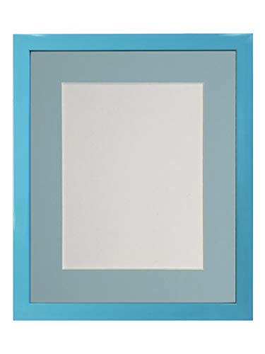 FRAMES BY POST Bilderrahmen Passepartout, 35,6 x 20,3 cm, Bildgröße 25,4 x 10,2 cm, Kunststoff, Glas, Blaue Halterung, 14 x 8 Image Size 10 x 4 Inch von FRAMES BY POST