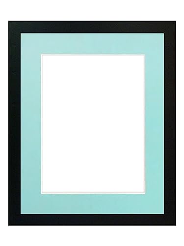 FRAMES BY POST Bilderrahmen mit blauem Passepartout, Kunststoffglas, 22,9 x 17,8 cm, Bildgröße 17,8 x 12,7 cm, Schwarz von FRAMES BY POST