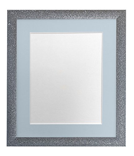 FRAMES BY POST Bilderrahmen mit blauem Passepartout, Kunststoffglas, 25,4 x 20,3 cm, Bildgröße 17,8 x 12,7 cm, Gunmetal von FRAMES BY POST