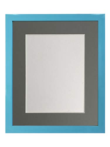 FRAMES BY POST Bilderrahmen mit dunkelgrauem Passepartout, 35,6 x 27,9 cm, Bildgröße 30,5 x 20,3 cm, Blau, Kunststoff, 14 x 11 Image Size 12 x 8 Inch von FRAMES BY POST