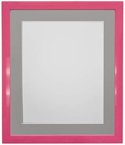 FRAMES BY POST Bilderrahmen mit dunkelgrauem Passepartout, 45 x 30 cm, Bildgröße 35 x 20 cm, Kunststoffglas, 1,9 cm, Rosa, Glas, Image Size 14 x 8 Inch von FRAMES BY POST