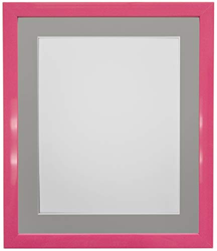 FRAMES BY POST Bilderrahmen mit dunkelgrauem Passepartout, 30 x 30 cm, Bildgröße 20 x 20 cm, Kunststoffglas, 1,9 cm, Rosa, Glas, Image Size 8 x 8 Inch von FRAMES BY POST