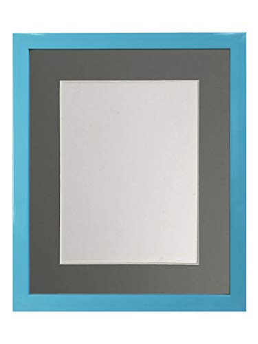 FRAMES BY POST 0.75 Inch Blue Picture Photo Frame With Dark Grey Mount 45 x 30 cm Image Size 14 x 8 Inch Plastic Glass von FRAMES BY POST
