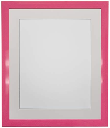 FRAMES BY POST Bilderrahmen mit elfenbeinfarbenem Passepartout, 45 x 30 cm, Bildgröße 35 x 20 cm, Kunststoffglas, 1,9 cm, Rosa, Glas, Image Size 14 x 8 Inch von FRAMES BY POST