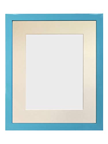 FRAMES BY POST Bilderrahmen mit elfenbeinfarbenem Passepartout, 25,4 x 25,4 cm, Bildgröße 20,3 x 20,3 cm, Blau, Kunststoff, Dark Grey Mount, 10 x 10 Image Size 8 x 8 Inch von FRAMES BY POST