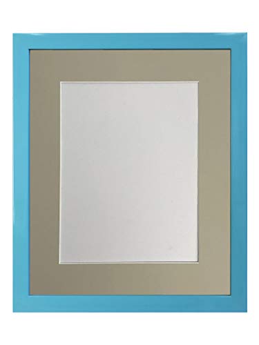 FRAMES BY POST Bilderrahmen mit hellgrauem Passepartout, Kunststoffglas, 22,9 x 17,8 cm, Bildgröße 17,8 x 12,7 cm, Blau von FRAMES BY POST