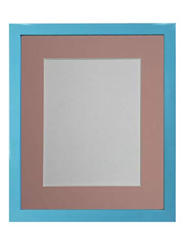 FRAMES BY POST Bilderrahmen, 1,9 cm, mit pinkem, 45,7 x 30,5 cm, Kunststoff, Glas, Blau, Rosa Passepartout, 18 x 12 Image Size 14 x 8 Inch von FRAMES BY POST