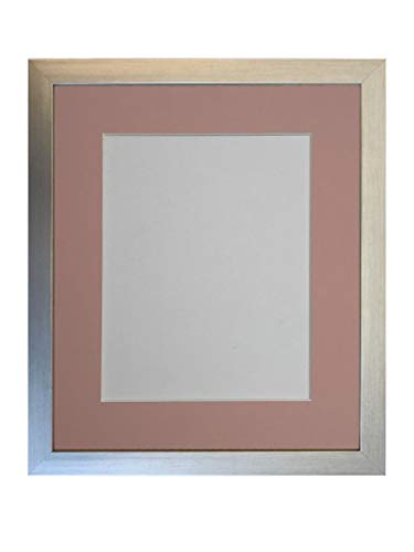 FRAMES BY POST Bilderrahmen mit pinkem Passepartout, Kunststoffglas, 17,8 x 12,7 cm, Bildgröße 12,7 x 8,9 cm, silberfarben von FRAMES BY POST