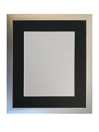 FRAMES BY POST Bilderrahmen mit schwarzem Passepartout, 14 x 11 cm, Bildgröße A4, Kunststoffglas, 1,9 cm, silberfarben von FRAMES BY POST
