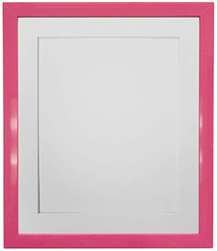 FRAMES BY POST Bilderrahmen mit weißem Passepartout, 1,9 cm, Kunststoff, Glas, A4, Bildgröße 22,9 x 15,2 cm, Rosa, e Moun von FRAMES BY POST