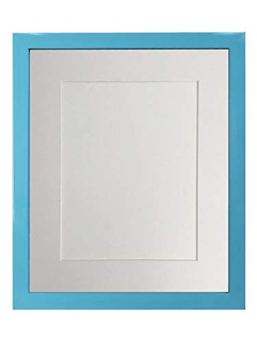 FRAMES BY POST Bilderrahmen mit weißem Passepartout, Kunststoffglas, 22,9 x 17,8 cm, Blau von FRAMES BY POST