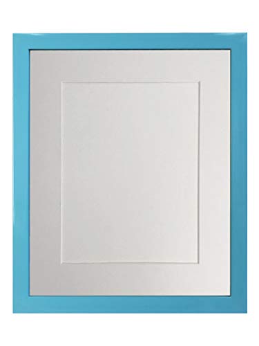 FRAMES BY POST Bilderrahmen mit weißem Passepartout, Kunststoffglas, 25,4 x 25,4 cm, Bildgröße 20,3 x 20,3 cm, Blau von FRAMES BY POST