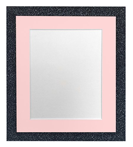 FRAMES BY POST Glitz Bilderrahmen mit pinkem Passepartout, A2, Bildgröße A3, Kunststoffglas, Anthrazit von FRAMES BY POST