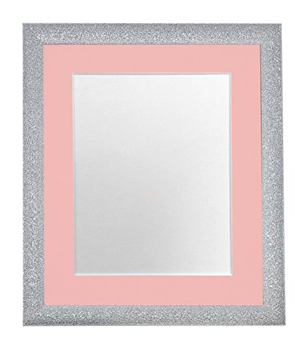 FRAMES BY POST Glitz Bilderrahmen mit pinkem Passepartout, Kunststoffglas, 61 x 45,7 cm, silberfarben von FRAMES BY POST