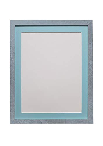 FRAMES BY POST H7 Bilderrahmen Mineral Grau mit blauem Passepartout, A4, Bildgröße 25,4 x 15,2 cm von FRAMES BY POST