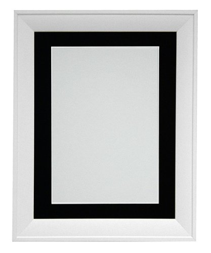 FRAMES BY POST Metro Bilderrahmen, 39 x 18 mm, mit schwarzem Passepartout, A2, für Bildgröße A3, Weiß von FRAMES BY POST