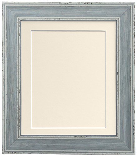 FRAMES BY POST scandi Bilderrahmen mit elfenbeinfarbenem Passepartout und Rückwand, 25,4 x 20,3 cm, Blau von FRAMES BY POST