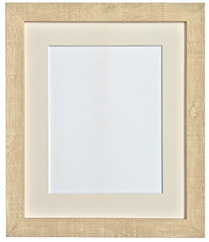 Frames by Post 12 x 10 cm, Deep, Körnung Bilderrahmen mit Passepartout (elfenbeinfarben), für 9 x 17,8 cm, Bildgröße, Hellbraun von FRAMES BY POST