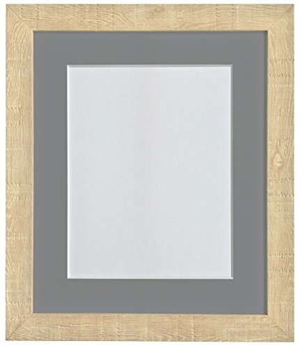 Frames by Post 14 x 11 cm tief, Körnung Bilderrahmen mit Halterung, Bilderrahmen, Dark Grey Größe A4, Hellbraun von FRAMES BY POST