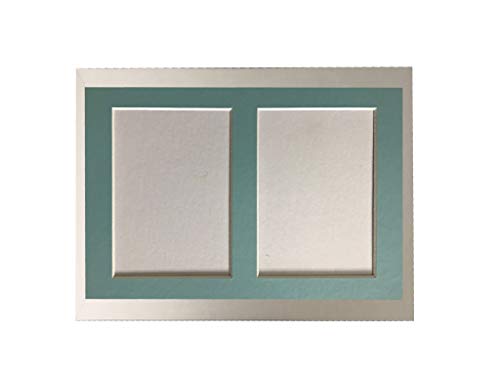 Frames by Post H7 Bilderrahmen mit langem Passepartout, Silver Frame and Blue Multi Mount, 9 X 7 Inch with Mount for Two 5 X 3.5 Inch von FRAMES BY POST